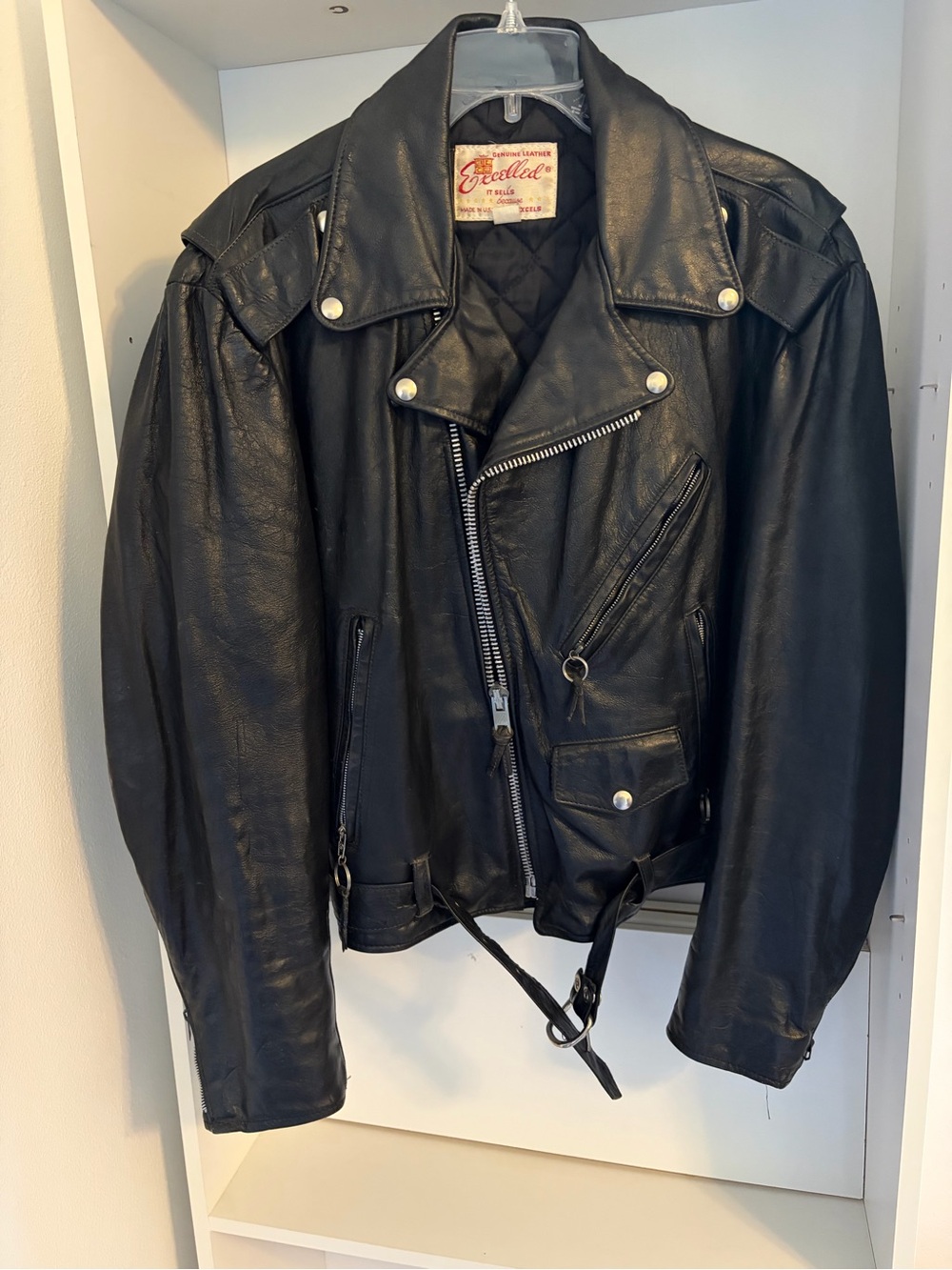 Black Leather Biker Jacket - Excellad